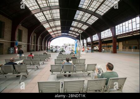 interior of the Coruña railway station in Galicia Stock Photo
