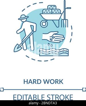 Hard work turquoise concept icon Stock Vector