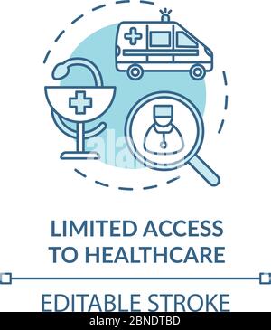 Limited access to healthcare turquoise concept icon Stock Vector