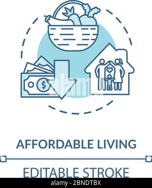 Affordable living turquoise concept icon Stock Vector