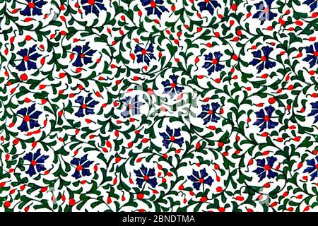 Ottoman style handmade turkish tiles with floral patterns in view Stock Photo