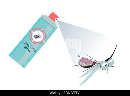 Spray kills the mosquito. Pest control. Means against parasites.Vector illustration. Stock Vector