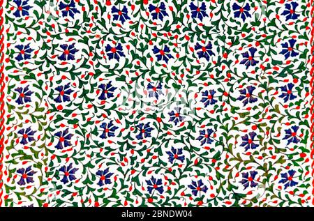 Ottoman style handmade turkish tiles with floral patterns in view Stock Photo