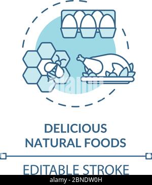 Delicious natural foods turquoise concept icon Stock Vector