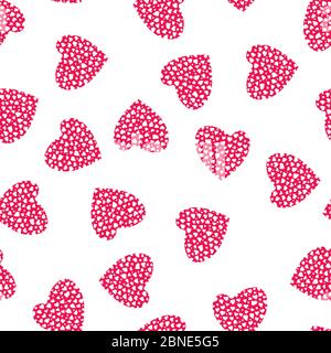 Hearts seamless pattern. Pink and white romantic background. Wrapping texture for Valentine day gift or greeting card design. Vector eps8 illustration Stock Vector