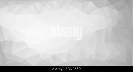 Polygonal background with irregular triangles. Triangular texture in white and gray tones. Lowpoly geometric banner template. Vector eps8 illustration Stock Vector