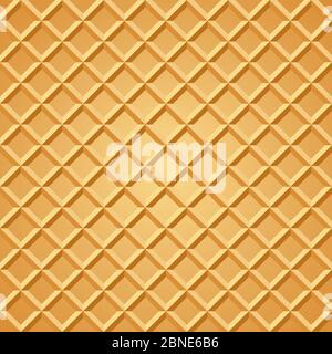 Waffle seamless pattern. Baked wafer background with repeating texture. Stylized flat style vector eps8 illustration. Stock Vector