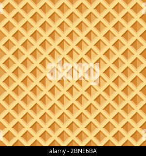 Wafer seamless pattern. Baked waffle background with repeating texture. Stylized flat style vector eps8 illustration. Stock Vector