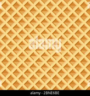 Wafer seamless pattern. Baked waffle background with repeating texture. Stylized flat style vector eps8 illustration. Stock Vector