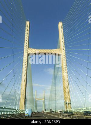 SECOND SEVERN CROSSING, WALES - NOVEMBER 2018: The Second Severn Crossing road, now named The Prince of Wales bridge Stock Photo