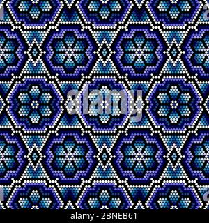 vector illustration of seamless pattern inspired in mexican huichol art style. Can be tiled Stock Vector