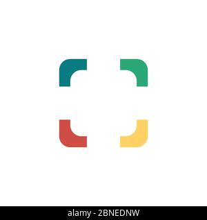 Multicolored frame or square logo design in four color, Stock vector illustration isolated on white background. Stock Vector