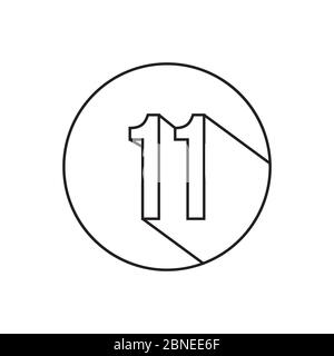 11 number lines icon symbol vector isolated on white background Stock Vector
