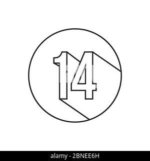 14 number lines icon symbol vector isolated on white background Stock Vector