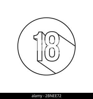 18 number lines icon symbol vector isolated on white background Stock Vector