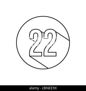 22 number lines icon symbol vector isolated on white background Stock Vector