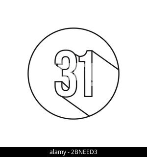 31 number lines icon symbol vector isolated on white background Stock Vector