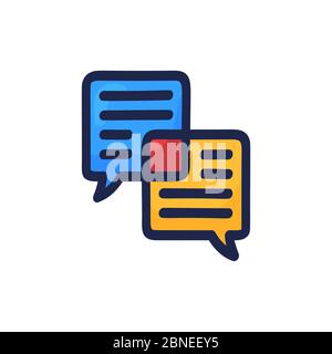 Hand Drawn Two Speech Bubbles. Vector Illustration Isolated On White Background. Stock Vector