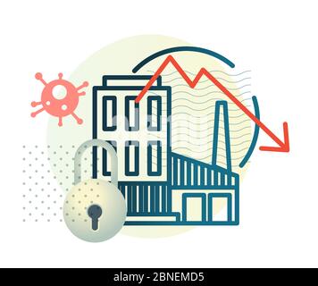 Industries and Factories in Lockdown - Abstract Illustration as EPS 10 File Stock Vector