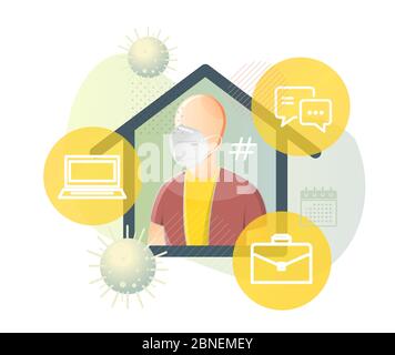 Home Quarantine - Work from Home - Illustration as EPS 10 File Stock Vector
