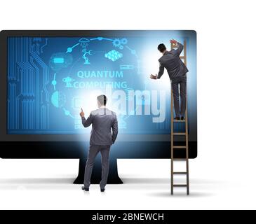 The concept of quantum computing with businessman Stock Photo