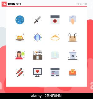 Set of 16 Modern UI Icons Symbols Signs for scrub, housework, cancel, hand, ui Editable Pack of Creative Vector Design Elements Stock Vector