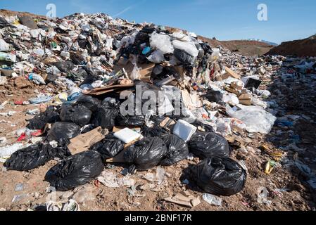 Garbage at the Ant Flat Landfill in Wallowa County, Oregon. Stock Photo