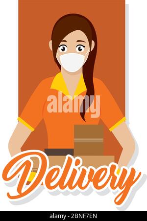 Delivery woman with a package Stock Vector