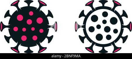Covid-19 icons set. Novel Coronavirus filled and outlined symbols on white background. Stock Vector