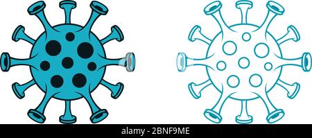 Covid-19 turquoise icon set. Coronavirus countered symbols on white background. Stock Vector