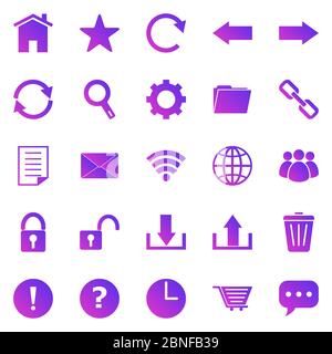 Tool bar gradient icons on white background, stock vector Stock Vector