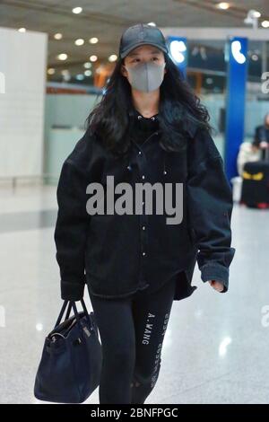--File--Chinese-American actress, singer, and model Liu Yifei, or Crystal Liu, arrives at an airport in Beijing before departure, China, 21 January 20 Stock Photo
