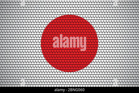 Abstract flag of Japan made of circles. Japanese flag designed with colored dots giving it a modern and futuristic abstract look. Stock Vector