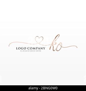 KO Initial handwriting logo design with circle. Beautyful design ...