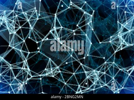 Blue triangular grid in futuristic technology style on dark background Stock Vector