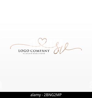 Initial SV Logo Design Creative Typography Vector Template. Digital ...