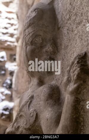 Vertical shot of rock carving in Hattusha, the capital of the Hittite Empire Stock Photo