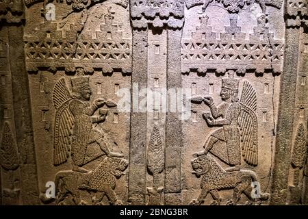 Closeup of ancient wall carvings displayed at the Museum of Anatolian Civilizations Ankara, Turkey Stock Photo