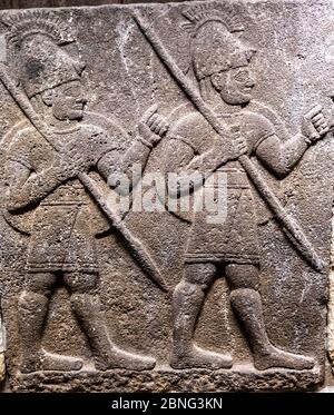 Closeup of ancient wall carvings displayed at the Museum of Anatolian Civilizations Ankara, Turkey Stock Photo