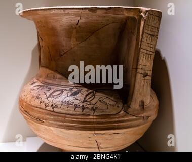 Closeup shot of the Hittite terracotta brown pot Stock Photo