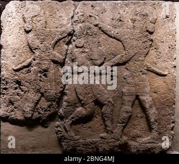 Closeup of ancient wall carvings displayed at the Museum of Anatolian Civilizations Ankara Turkey Stock Photo