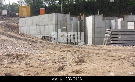 Construction site with a concrete mixer Stock Photo