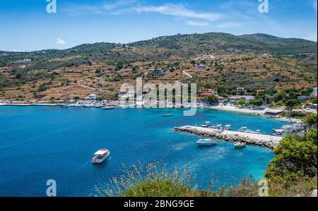 A view of Agios Nikolaos Port, Zakynthos Stock Photo