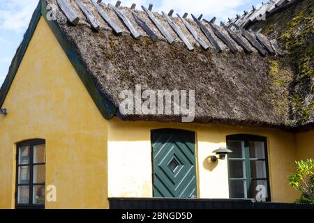 old yellow houses of old town Dragor, Denmark Stock Photo