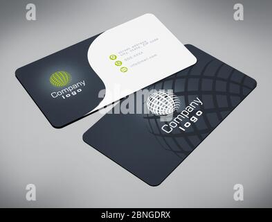 Business card back and front with generic info. 3D illustration. Stock Photo