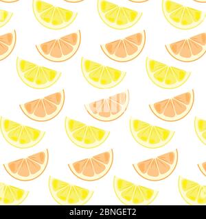 Citrus vector pattern - slices of lemon and grapefruit Stock Vector