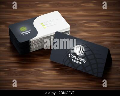 Business card back and front with generic info. 3D illustration. Stock Photo