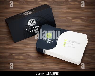 Business card back and front with generic info. 3D illustration. Stock Photo