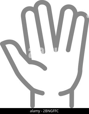 Vulcan salute line icon. What's up gestures symbol Stock Vector