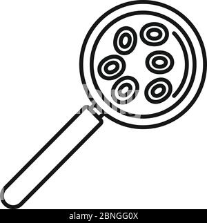Blood under magnifier icon. Outline blood under magnifier vector icon for web design isolated on white background Stock Vector